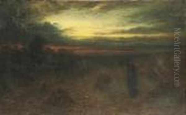 Harvest Moon Oil Painting by Joseph Farquharson