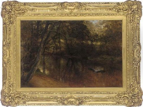 A Heron Along The River Oil Painting by Joseph Farquharson