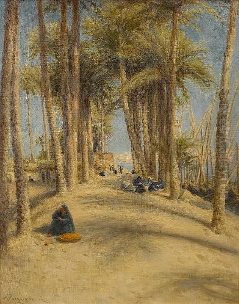 On The Banks Of The Nile Opposite Cairo Oil Painting by Joseph Farquharson