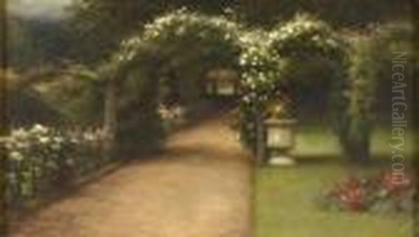 The Rose Garden, Finzean Oil Painting by Joseph Farquharson