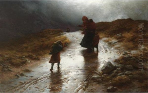 Cauld Blaws The Wind Frae East To West Oil Painting by Joseph Farquharson