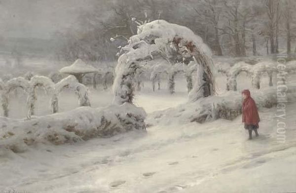 A Snowy Winter's Morning, Finzean Oil Painting by Joseph Farquharson