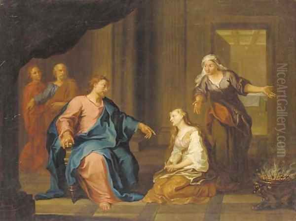 Chirst in the house of Martha and Mary Oil Painting by Gerard de Lairesse