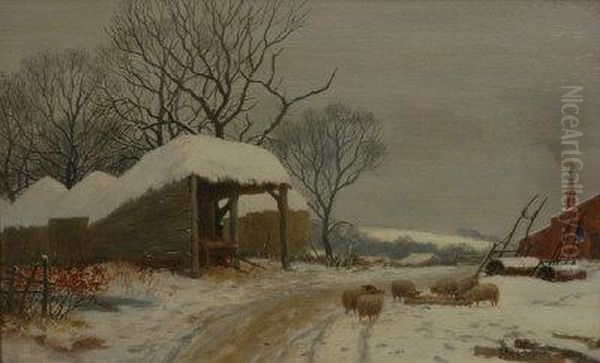 Winter Farm. Oil Painting by Joseph Farquharson