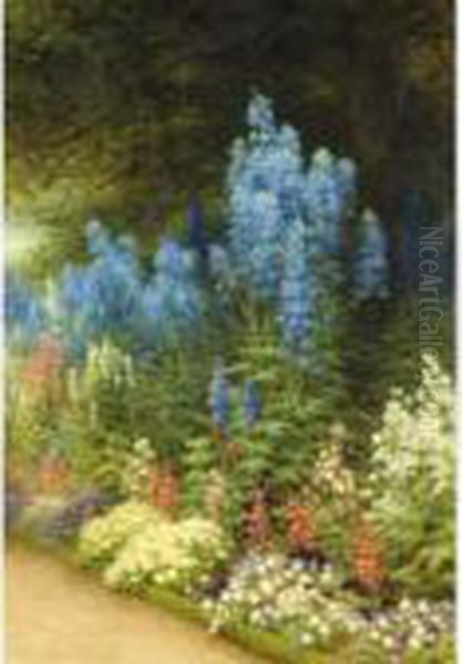 A Corner Of My Garden At Finzean Oil Painting by Joseph Farquharson