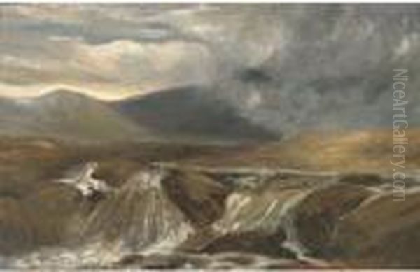 A Highland Torrent Oil Painting by Joseph Farquharson