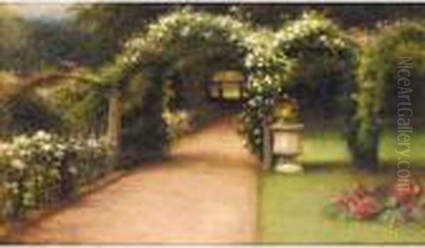 The Garden Bower At Finzean Oil Painting by Joseph Farquharson