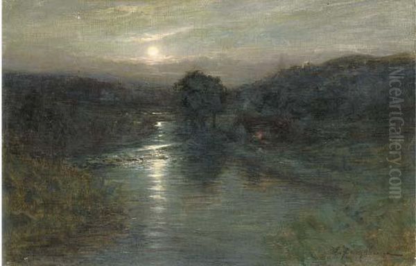 Moonlight On The Feugh Oil Painting by Joseph Farquharson