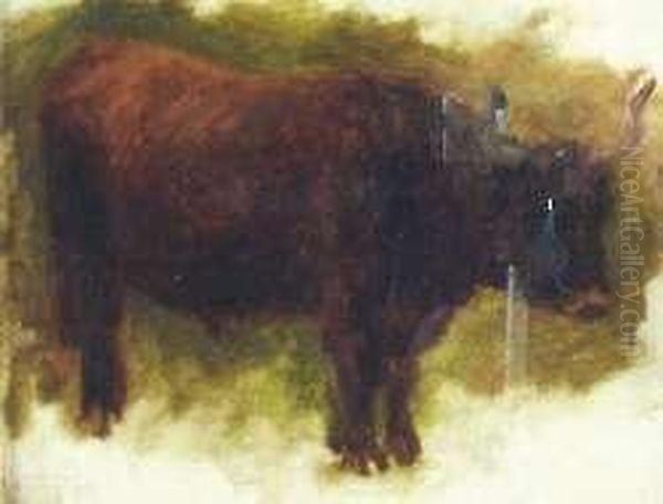 A Rough Cattle Beast Oil Painting by Joseph Farquharson