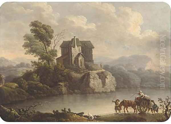 Crossing the river Oil Painting by Philip Jacques de Loutherbourg