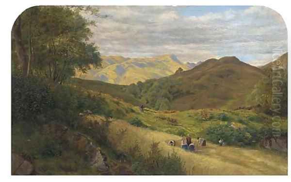 Haycutting, Capel Curig Oil Painting by Arthur James Lewis