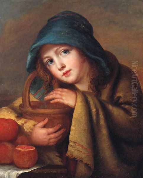 A girl selling oranges Oil Painting by Jeanne-Philiberte Ledoux