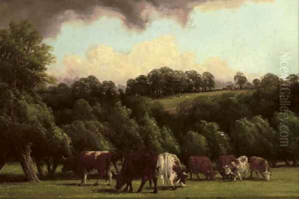 Near Leamington Oil Painting by Thomas Baker Of Leamington