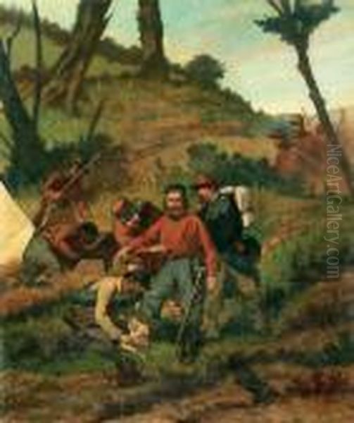 Garibaldi Ad Aspromonte Oil Painting by Giovanni Fattori