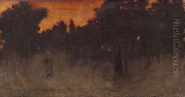 Il Tramonto Alle Cascine Oil Painting by Giovanni Fattori