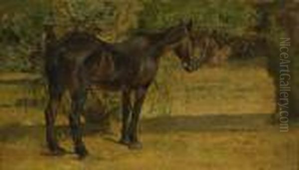 Cavallo Al Sole Oil Painting by Giovanni Fattori