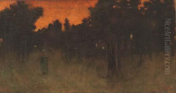 Crepuscolo, Tramonto Al Parco Delle Cascine Oil Painting by Giovanni Fattori