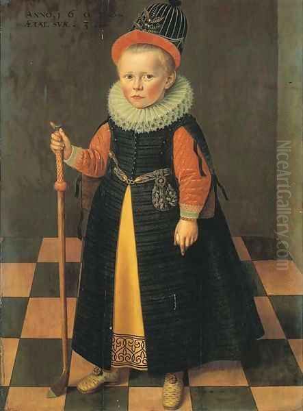 Portrait of a young boy Oil Painting by Adriaen Van De Linde