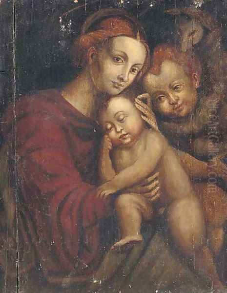 The Madonna and Child with the Infant Saint John the Baptist Oil Painting by Bernadino Luini