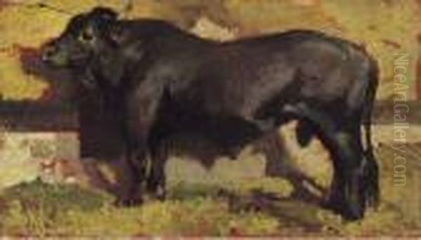 Il Toro Nero Oil Painting by Giovanni Fattori