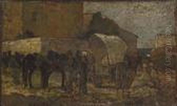 Militari In Sosta Oil Painting by Giovanni Fattori