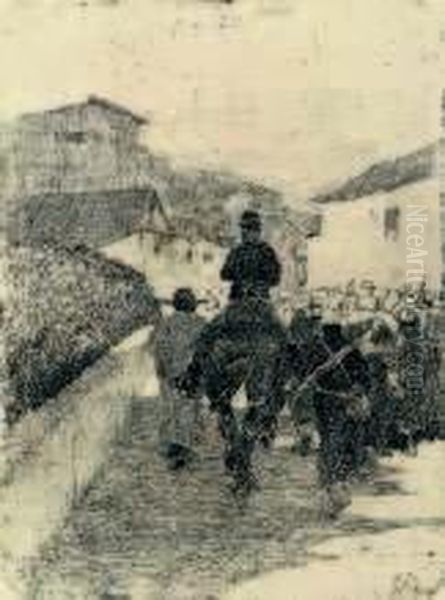 Passeggiata Militare Oil Painting by Giovanni Fattori