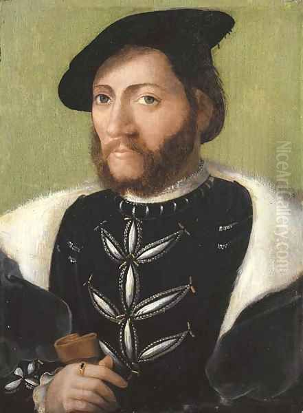 Portrait of a bearded gentleman Oil Painting by Corneille De Lyon