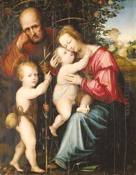 The Holy Family with the Infant Saint John the Baptist Oil Painting by Giovanni Di Lorenzo Larciani