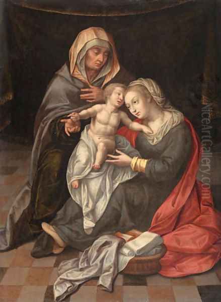 The Virgin and Child with Saint Anne Oil Painting by Lambert Lombard