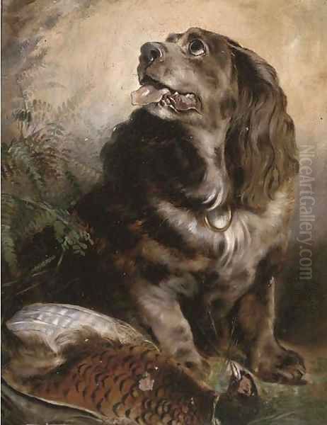 A spaniel with his trophy Oil Painting by Sir Edwin Henry Landseer