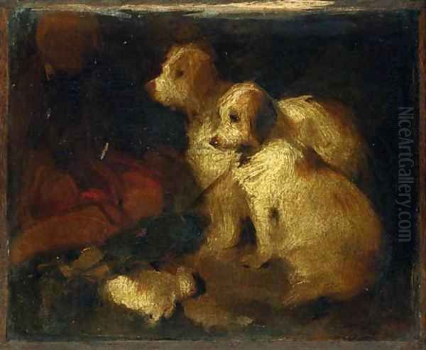 Study of Two Dogs Oil Painting by Sir Edwin Henry Landseer