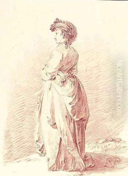 A girl turned to the left, seen from behind Oil Painting by Jean-Baptiste Leprince