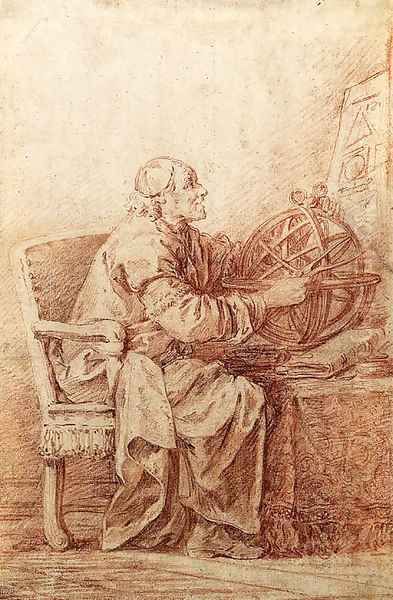 An astronomer seated at a table Oil Painting by Jean-Baptiste Leprince