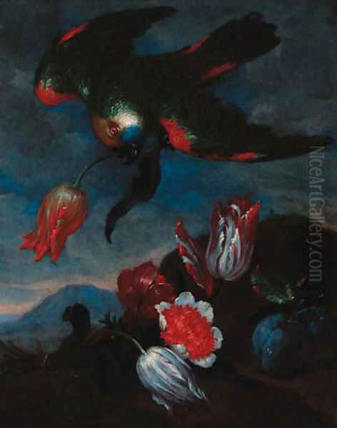 A carnation Oil Painting by Bartolomeo Ligozzi