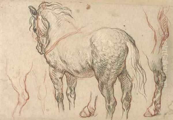 A dappled grey horse with subsidiary studies of its legs Oil Painting by Charles de Lafosse