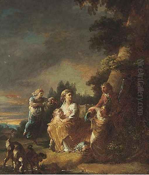 A park with a family at rest beneath a tree Oil Painting by Francisco De Goya y Lucientes