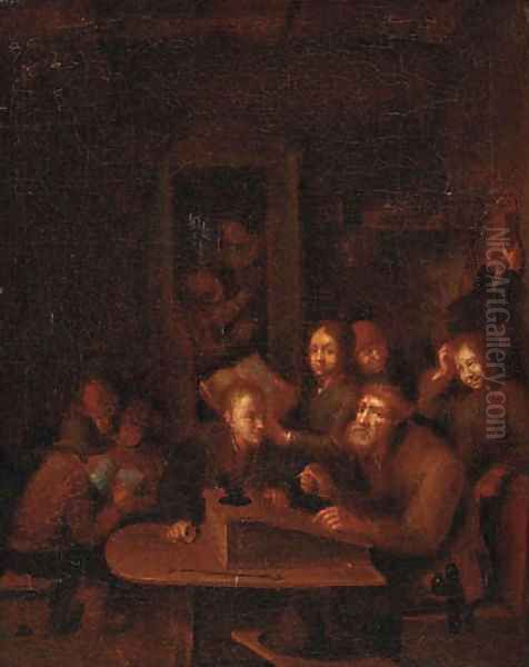 A schoolroom Oil Painting by Gerrit Lundens