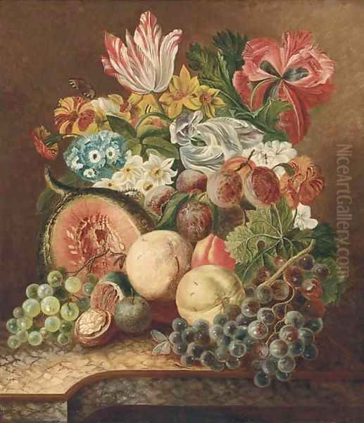 Grapes on the vine Oil Painting by Johannes or Jacobus Linthorst