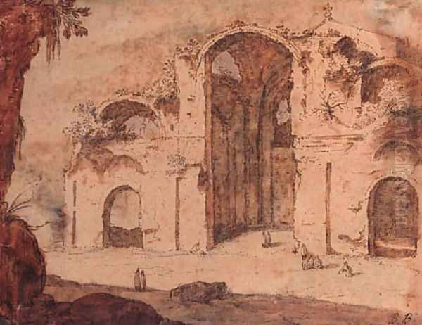 The Baths of Diocletian, Rome Oil Painting by Pieter Pietersz. Lastman