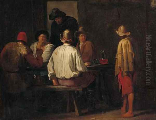 Peasants drinking in a tavern Oil Painting by Pieter Van Laer (BAMBOCCIO)