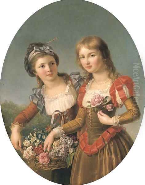 Les deux soeurs Oil Painting by Marie-Victoire Lemoine