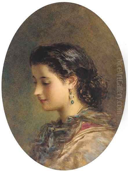 A young beauty Oil Painting by Egron Sellif Lundgren