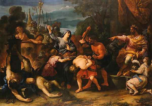 The Martyrdom of the Jewish Chief Scribe, Eleazar, and the Seven Brothers and their Mother Oil Painting by Giovanni Battista Lenardi