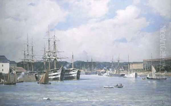 The harbour Oil Painting by Paul-Louis-Frederic Liot