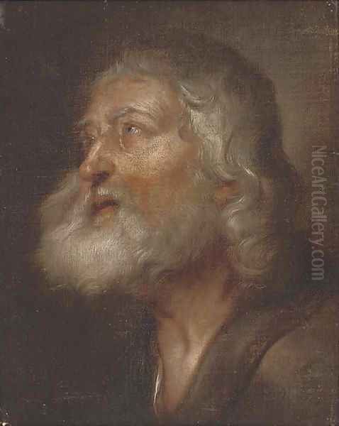 The head of a male saint Oil Painting by Giovanni Battista Langetti