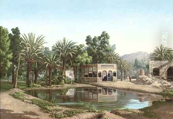 Arabs at an oasis Oil Painting by Emmanuel Joseph Lauret