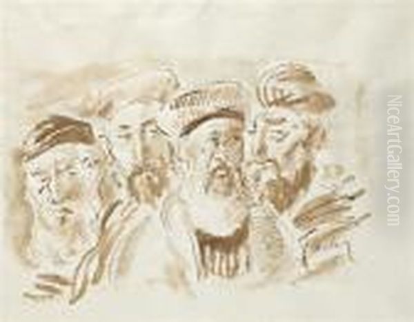 Four Jews Oil Painting by Adolphe Feder