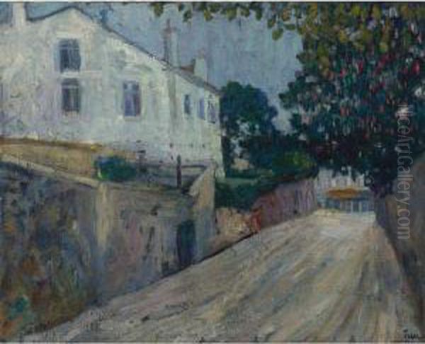 Street Scene Oil Painting by Adolphe Feder