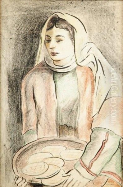 Jeune Fille De Jerusalem Encre Oil Painting by Adolphe Feder