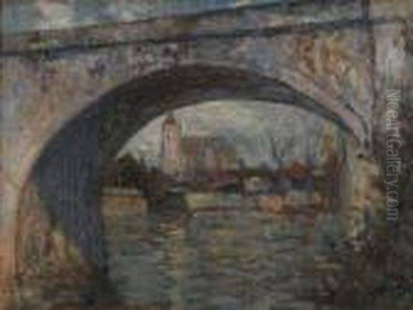 Riviere Sous Le Pont Oil Painting by Adolphe Feder